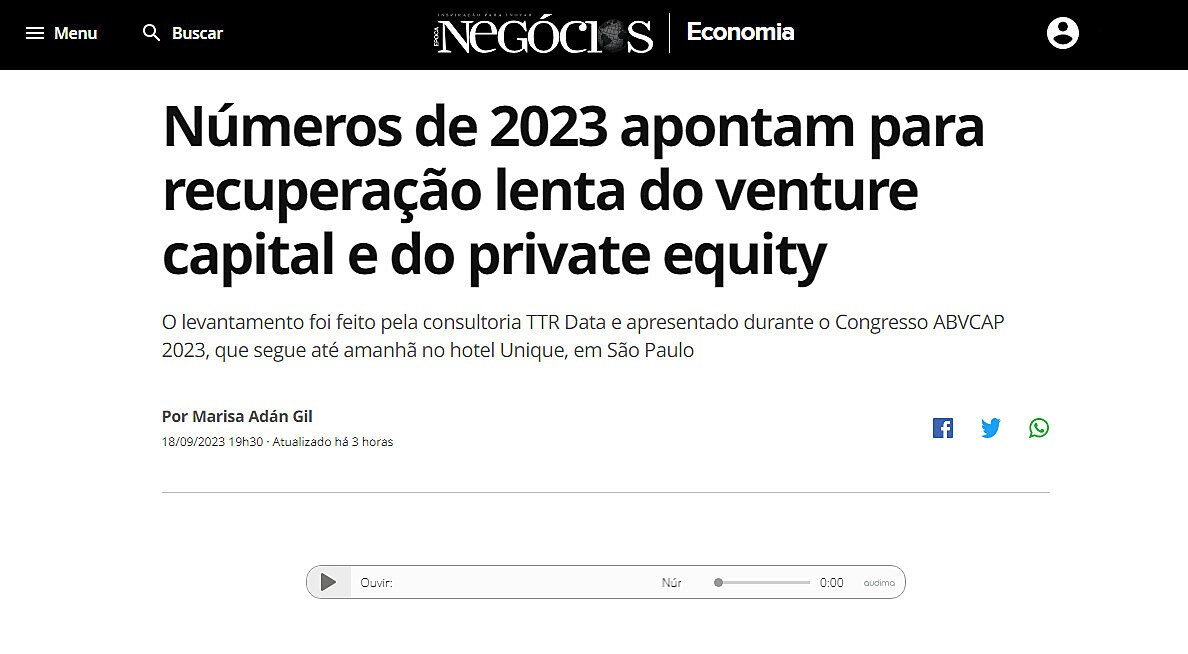 Nmeros de 2023 apontam para recuperao lenta do venture capital e do private equity